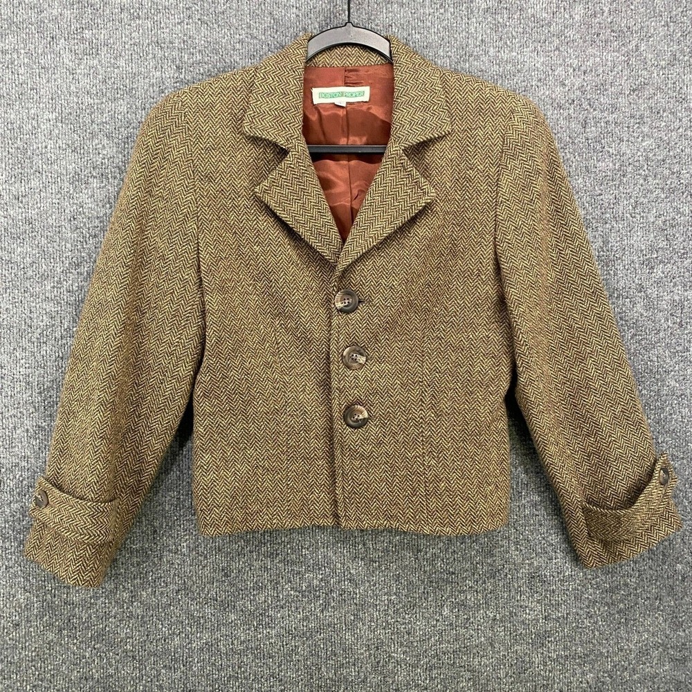 Boston Proper Blazer Jacket Womens 4 Wool Brown Button Up Academia Preppy Office
